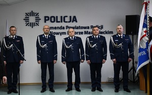 uroczysta zbiórka w Komendzie Powiatowej Policji w Nowym Dworze Mazowieckim