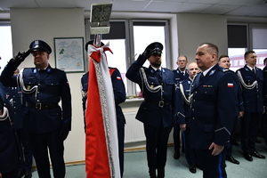 uroczysta zbiórka w Komendzie Powiatowej Policji w Nowym Dworze Mazowieckim