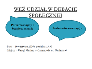 ZAPRASZAMY NA MIESZKAŃCÓW GMINY CZOSNÓW NA DEBATĘ SPOŁECZNĄ EWALUACYJNĄ
